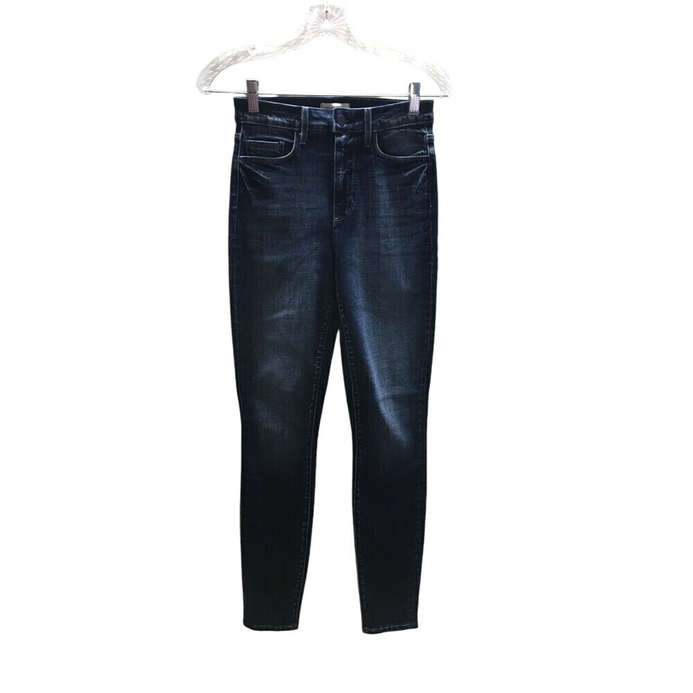 L'Agence Jeans Women's Size 25 Dark Blue Monique Paseo Tapered Leg Cotton Blend